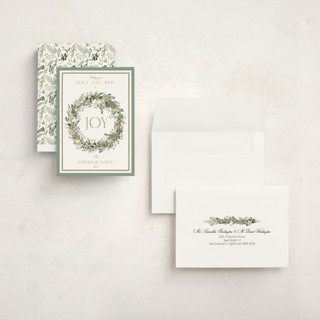 This is a wintermint holiday photo cards with standard by Susan Moyal called peace, love & hope printing on signature in grand