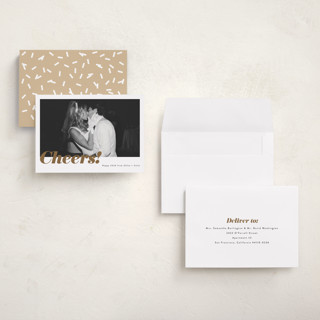 This is a ink holiday photo cards with standard by Emily Sabol Goss called glittering cheers printing on recycled smooth signature in grand