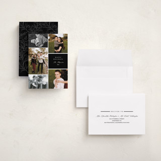 This is a midnight holiday photo cards with standard by Kate Ahn called currier printing on recycled smooth signature in grand