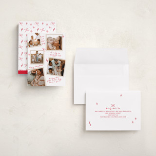 This is a poinsettia holiday photo cards with standard by Owl and Toad called personal note printing on recycled smooth signature in grand