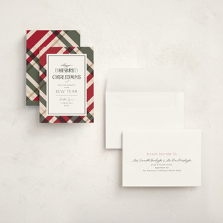 This is a berry holiday photo cards with standard by Chris Griffith called plaid suit holiday printing on signature in grand