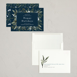This is a blue spruce holiday photo cards with standard by Susan Moyal called holiday botanical printing on signature in grand