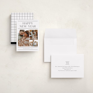 This is a cotton holiday photo cards with standard by Stacey Meacham called newsletter printing on signature in grand