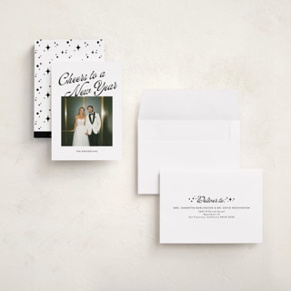 This is a tie holiday photo cards with standard by Itsy Belle Studio called cheers to a new year printing on signature in grand