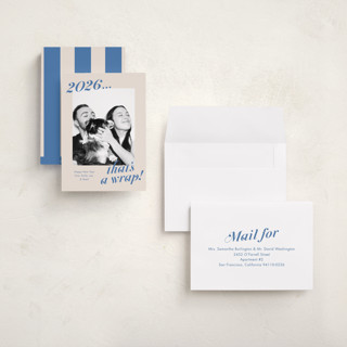 This is a lake holiday photo cards with standard by Megan Davis called wrapped up printing on recycled smooth signature in grand