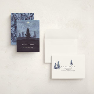 This is a twilight holiday photo cards with standard by Rebecca Daublin called hope shines printing on signature in grand