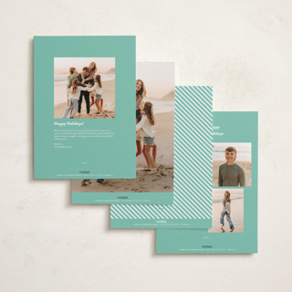 This is a teal holiday photo cards with standard by Annie Holmquist called disney's mickey mouse holiday border printing on recycled smooth signature in grand