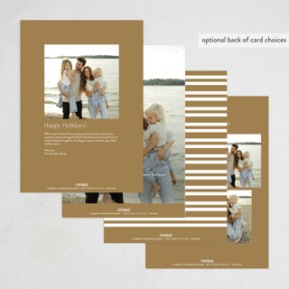 This is a butterscotch holiday photo cards with standard by Carolyn MacLaren called off the grid printing on recycled smooth signature in grand