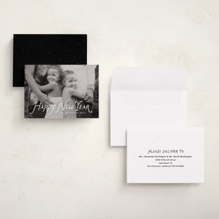 This is a penguin holiday photo cards with standard by Lea Delaveris called handwritten happy printing on recycled smooth signature in grand