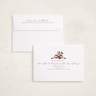 This is a cinnamon holiday photo cards with standard by Everett Paper Goods called greenery swag printing on recycled smooth signature in grand