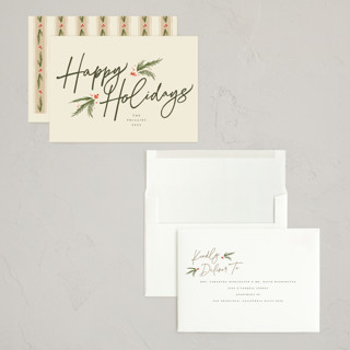 This is a eggnog holiday photo cards with standard by Robert and Stella called holiday script printing on signature in grand