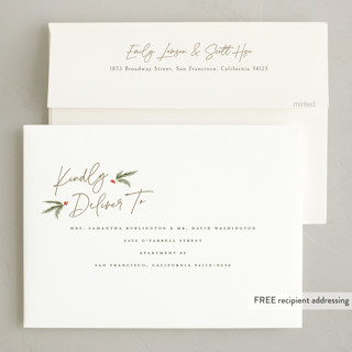 This is a eggnog holiday photo cards with standard by Robert and Stella called holiday script printing on signature in grand