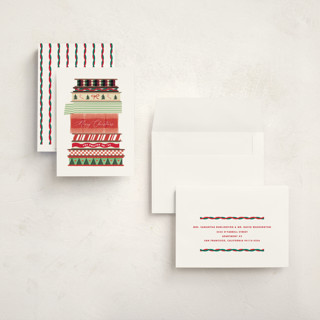 This is a candy cane holiday photo cards with standard by Baumbirdy called ribbon spools printing on signature in grand