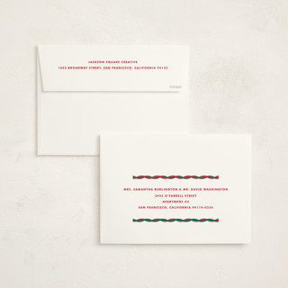 This is a candy cane holiday photo cards with standard by Baumbirdy called ribbon spools printing on signature in grand