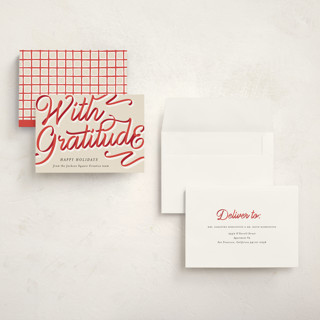This is a holly berry holiday photo cards with standard by AK Graphics called ribbon greeting printing on signature in grand