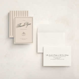 This is a cream holiday photo cards with standard by Rachel Cassel called sincerely thank you printing on signature in grand