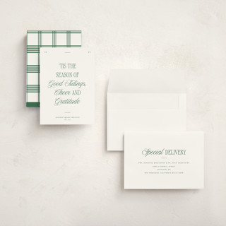 This is a wreath holiday photo cards with standard by Blustery August called good tidings printing on signature in grand