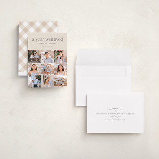 This is a eggnog holiday photo cards with standard by Shari Margolin called annual review printing on recycled smooth signature in grand