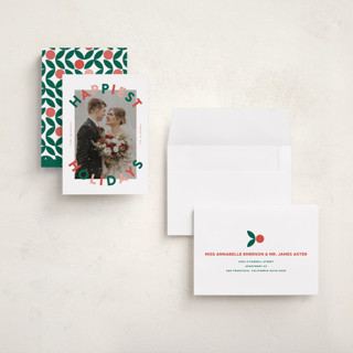 This is a santa’s workshop holiday photo cards with standard by Erica Krystek called the festive type printing on recycled smooth signature in grand