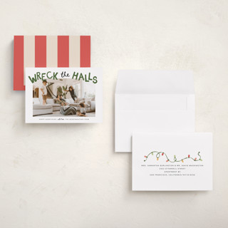This is a tree farm holiday photo cards with standard by Kamala Nahas called wreck the halls with boughs of jolly printing on recycled smooth signature in grand