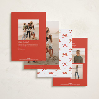 This is a poinsettia holiday photo cards with standard by Paper Raven Co. called ascend printing on recycled smooth signature in grand