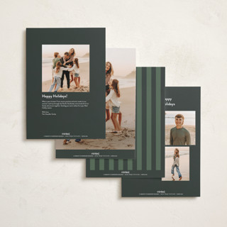 This is a evergreen holiday photo cards with standard by Pixel and Hank called scripted trio printing on recycled smooth signature in grand