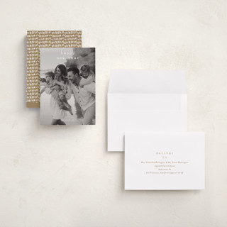 This is a cotton holiday photo cards with standard by Stacey Meacham called cheery vibes printing on signature in grand