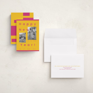This is a candy holiday photo cards with standard by Rachel Cassel called spacey printing on recycled smooth signature in grand