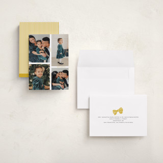This is a french horn holiday photo cards with standard by Morgan Kendall called grid printing on recycled smooth signature in grand