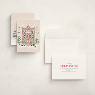 This is a flamingo holiday photo cards with standard by Jackie Crawford called new home holiday house printing on signature in grand