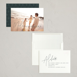 This is a deep forest holiday photo cards with standard by Lori James called island kalikimaka printing on recycled smooth signature in grand