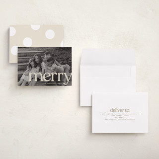 This is a cream holiday photo cards with standard by Ellen Schlegelmilch called cropped printing on signature in grand