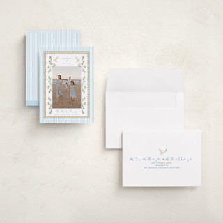 This is a sky holiday photo cards with standard by Bayberry Kate called woven pine printing on recycled smooth signature in grand