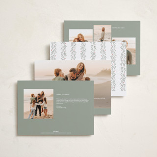This is a sage holiday photo cards with standard by Hooray Creative called christmas garland printing on recycled smooth signature in grand