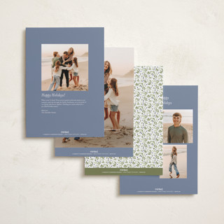 This is a blue spruce holiday photo cards with standard by Everett Paper Goods called boughs of pine printing on recycled smooth signature in grand