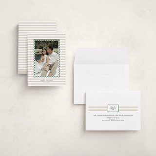 This is a gingerbread holiday photo cards with standard by Danie Romrell called tagged stripes printing on signature in grand