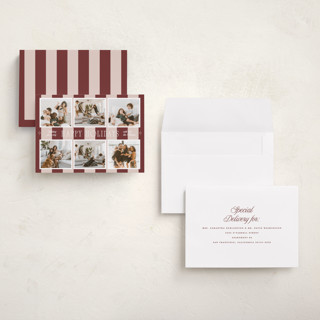 This is a cranberry holiday photo cards with standard by Blustery August called apple cider printing on signature in grand