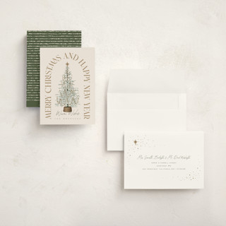 This is a eggnog holiday photo cards with standard by Leah Bisch called festive tree printing on signature in grand