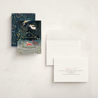 This is a renaissance holiday photo cards with standard by Eve Schultz called nativity garden printing on signature in grand