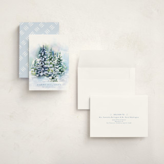 This is a frost holiday photo cards with standard by Nicole Walsh called snowy forest printing on signature in grand