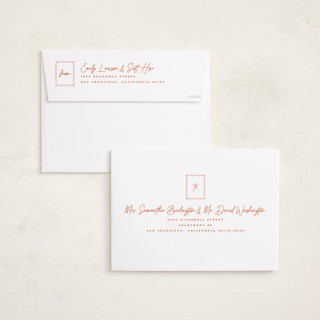 This is a cinnamon holiday photo cards with standard by Gwen Bedat called return address printing on recycled smooth signature in grand