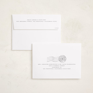 This is a ivory holiday photo cards with standard by Amy Payne called stamp collection printing on recycled smooth signature in grand