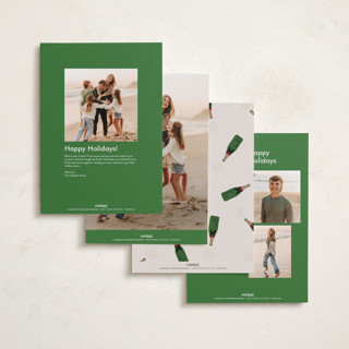 This is a eggnog holiday photo cards with standard by Shari Margolin called popping bottles printing on recycled smooth signature in grand