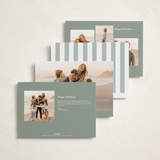This is a sage holiday photo cards with standard by Angela Thompson called linen stripes printing on signature in grand