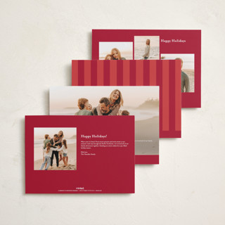 This is a poinsettia holiday photo cards with standard by Angela Thompson called linen stripes printing on signature in grand