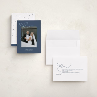 This is a blue spruce holiday photo cards with standard by Yuliya Evseeva called little bow printing on recycled smooth signature in grand