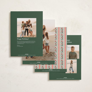 This is a caramel holiday photo cards with standard by Teju Reval called festive block print printing on signature in grand