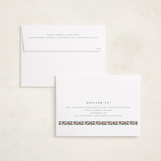 This is a caramel holiday photo cards with standard by Teju Reval called festive block print printing on signature in grand