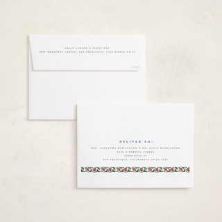 This is a blue jay holiday photo cards with standard by Teju Reval called festive block print printing on recycled smooth signature in grand