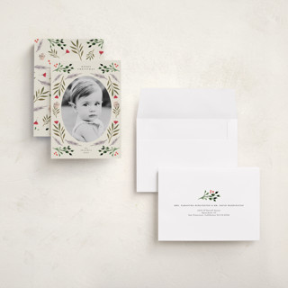 This is a buttercream holiday photo cards with standard by Lindsay Megahed called merry round printing on signature in grand